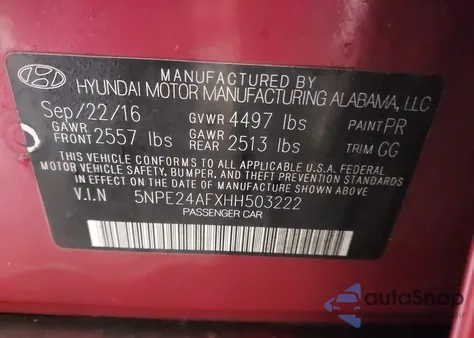 2017 Hyundai Sonata from USA, damaged, VIN 5NPE24AFXHH503222